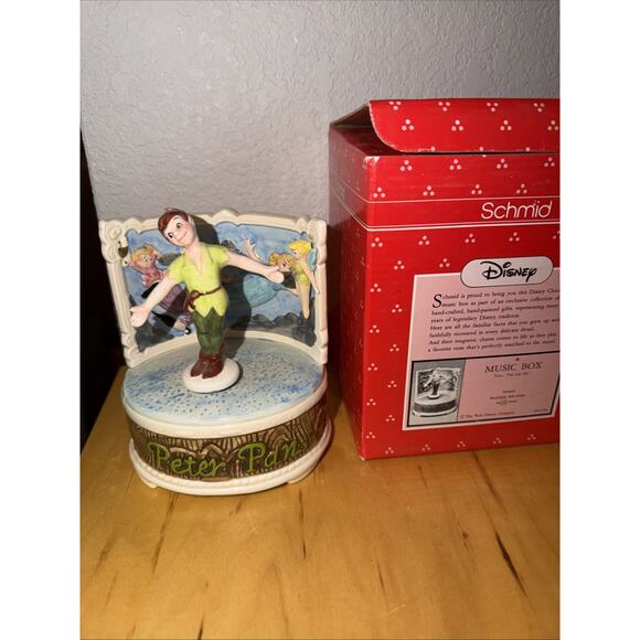 Schmid Other - Vintage Schmid Disney Peter Pan Music Box Spins You Can Fly Ceramic